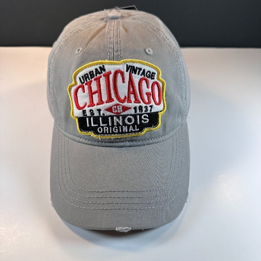 MEN'S CUP,  EMBROIDERED URBAN VINTAGE CHICAGO ILLINOIS 1837 LOGO, ONE SIZE,GREY